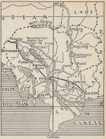 Cambogia - 1953 Mappa Epoca - Vintage Map - Cartes Géographiques