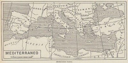 Mediterraneo - 1953 Mappa Epoca - Vintage Map - Cartes Géographiques