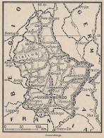 Lussemburgo - 1953 Mappa Epoca - Vintage Map - Geographical Maps