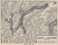 Lago Di Lugano - 1953 Mappa Epoca - Vintage Map - Geographical Maps