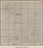 Isola Di Capo Verde - 1953 Mappa Epoca - Vintage Map - Cartes Géographiques