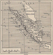 Sumatra - Indonesia - 1953 Mappa Epoca - Vintage Map - Cartes Géographiques
