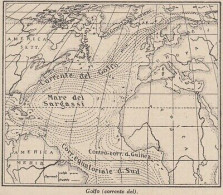Corrente Del Golfo - 1953 Mappa Epoca - Vintage Map - Cartes Géographiques