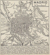 Pianta Della Città Di Madrid - Spagna - 1953 Mappa Epoca - Vintage Map - Cartes Géographiques