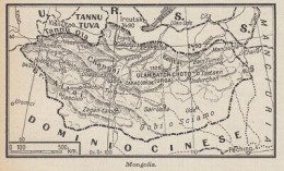 Mongolia - 1953 Mappa Epoca - Vintage Map - Cartes Géographiques