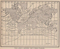 Venti - Cicloni E Anticicloni - 1953 Mappa Epoca - Vintage Map - Geographical Maps