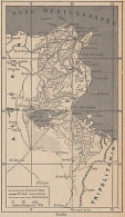 Tunisia - Confini Di Stato - Ferrovie - 1953 Mappa Epoca - Vintage Map - Geographical Maps