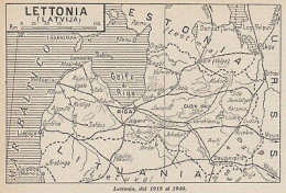 Lettonia Dal 1918 Al 1940 - 1953 Mappa Epoca - Vintage Map - Geographical Maps