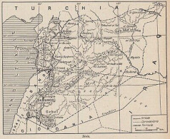 Siria - Strade - Ferrovie - Carovaniere - 1953 Mappa Epoca - Vintage Map - Geographical Maps