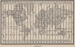 Fusi Orari - 1953 Mappa Epoca - Vintage Map - Geographical Maps