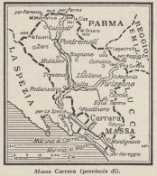 Provincia Di Massa Carrara - 1953 Mappa Epoca - Vintage Map - Carte Geographique