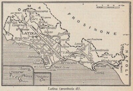 Provincia Di Latina - 1953 Mappa Epoca - Vintage Map - Carte Geographique