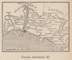 Provincia Di Genova - 1953 Mappa Epoca - Vintage Map - Carte Geographique