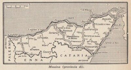 Provincia Di Messina - 1953 Mappa Epoca - Vintage Map - Carte Geographique