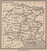 Provincia Di Udine - 1953 Mappa Epoca - Vintage Map - Carte Geographique