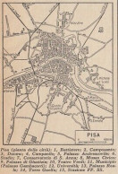 Pianta Della Città Di Pisa - 1953 Mappa Epoca - Vintage Map - Cartes Géographiques