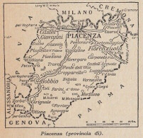 Provincia Di Piacenza - 1953 Mappa Epoca - Vintage Map - Carte Geographique