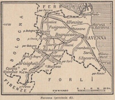 Provincia Di Ravenna - 1953 Mappa Epoca - Vintage Map - Mapas Geográficas