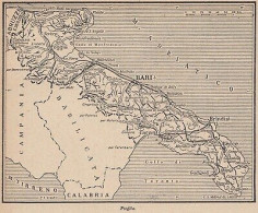 Puglia - 1953 Mappa Epoca - Vintage Map - Carte Geographique