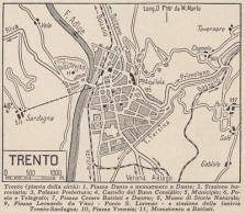 Pianta Della Città Di Trento - 1953 Mappa Epoca - Vintage Map - Carte Geographique