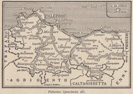 Provincia Di Palermo - 1953 Mappa Epoca - Vintage Map - Mapas Geográficas