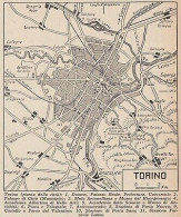 Pianta Della Città Di Torino - 1953 Mappa Epoca - Vintage Map - Mapas Geográficas