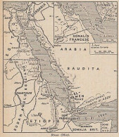 Africa - Mar Rosso - 1953 Mappa Epoca - Vintage Map - Mapas Geográficas