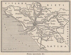 Provincia Di Roma - 1953 Mappa Epoca - Vintage Map - Cartes Géographiques