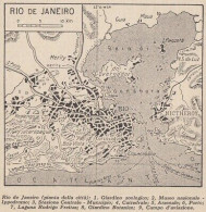 Brazil - Rio De Janeiro - Pianta Città - 1953 Mappa Epoca - Vintage Map - Mapas Geográficas