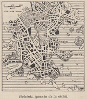 Finland - Pianta Della Città Di Helsinki - 1953 Mappa Epoca - Vintage Map - Cartes Géographiques