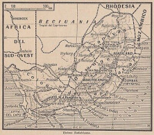 Unione Sudafricana - South Africa - 1953 Mappa Epoca - Vintage Map - Carte Geographique