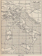 Italia Nel 1454 - 1953 Mappa Epoca - Vintage Map - Cartes Géographiques