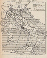 Italia - Ferroviaria - Marittima - Aerea - 1953 Mappa Epoca - Vintage Map - Cartes Géographiques