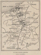 Arras - Lille - Bruges - Roulers - Ypres - Mappa Epoca - 1915 Vintage Map - Cartes Géographiques