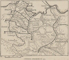 L'offensive Autrichienne - Chabats - Bielina - Iania - 1915 Vintage Map - Cartes Géographiques