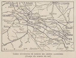 Pologne - Lignes Successives De Marche Des Armées Allemandes - 1915 Map - Cartes Géographiques