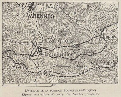 L'attaque De La Position Boureuilles-Vauquois - Mappa - 1915 Vintage Map - Cartes Géographiques