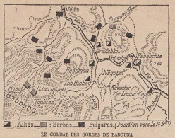 Le Combat Des Gorges De Babouna - Mappa Epoca - 1915 Vintage Map - Cartes Géographiques