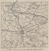 Le Front Nouveau Après Les Combats D'Ypres - Belgique - 1915 Vintage Map - Carte Geographique