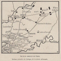 Secteur Nord-Est De Paris - France - Mappa Epoca - 1915 Vintage Map - Cartes Géographiques