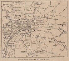 Environs Et Forts De Défense De Metz - France - Mappa - 1915 Vintage Map - Carte Geographique