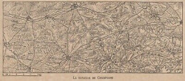 La Bataille De Champagne - France - Mappa Epoca - 1915 Vintage Map - Cartes Géographiques