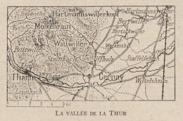 La Vallée De La Thur - France - Mappa Epoca - 1915 Vintage Map - Carte Geographique