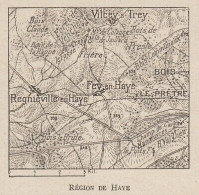 Région De Haye - France - Mappa Epoca - 1915 Vintage Map - Carte Geographique