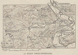 La Région Forges-Béthincourt - France - Mappa Epoca - 1915 Vintage Map - Carte Geographique