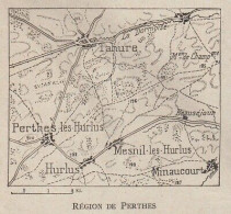 Région De Perthes - France - Mappa Epoca - 1915 Vintage Map - Cartes Géographiques
