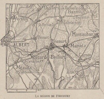 La Région De Fricourt - France - Mappa Epoca - 1915 Vintage Map - Carte Geographique