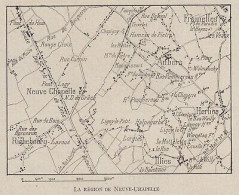 La Région De Neuve-Chapelle - France - Mappa Epoca - 1915 Vintage Map - Carte Geographique