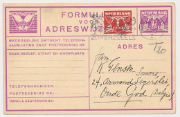 Verhuiskaart G.10 Bijfrankering Amsterdam - Belgie 1938 - Covers & Documents