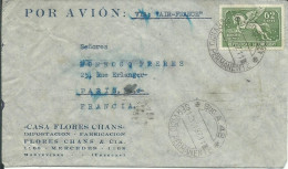 URUGUAY LETTRE A ENTETE PAR AVION 62c SEUL MONTEVIDEO POUR PARIS ( FRANCE ) DE  1937 LETTRE COVER - Uruguay